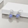 wholesale 925 Sterling Silver Teardrop Earrings Wholesale With Blue Gemstone And Scroll Design-0-31
