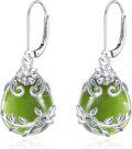 wholesale 925 Sterling Silver Green Peridot Flower Vine Drop Earrings-0-0