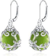 wholesale 925 Sterling Silver Green Peridot Flower Vine Drop Earrings-Peridot