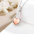 wholesale 925 Silver Rose Gold Plated Cubic Zirconia Teardrop Heart Urn Necklace for Ashes-0-1