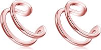 wholesale Rose Gold 925 Sterling Silver Spiral Ear Cuffs for Women - No Piercing Required-rose gold