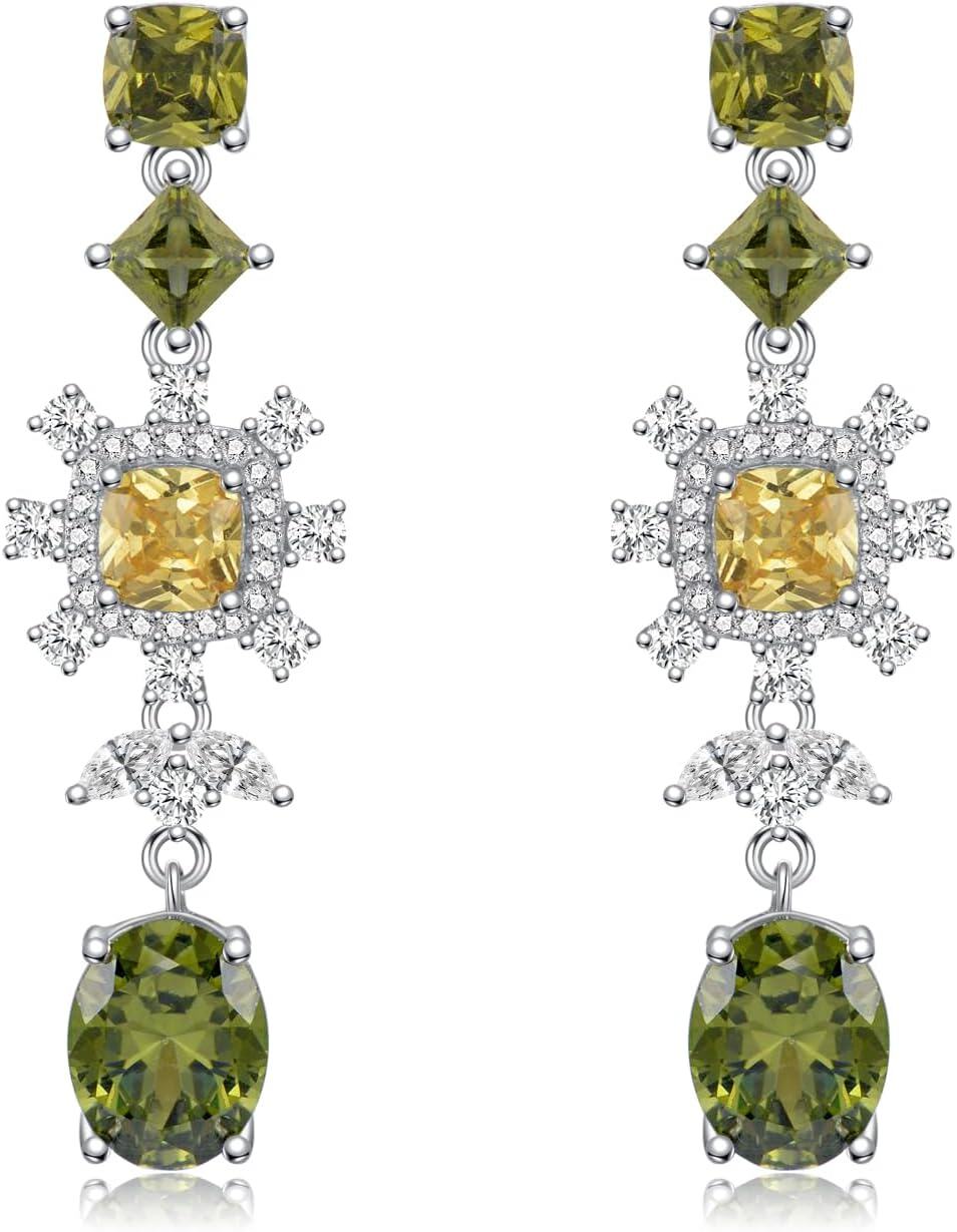 Sterling Silver Colorful Stone Chandelier Teardrop Dangle Earrings-0-0