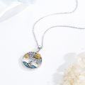 wholesale 925 Sterling Silver Turquoise Tree of Life Sunflower Pendant Necklace-0-2