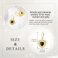 wholesale Gold 925 Sterling Silver Black Onyx Heart Drop Earrings 42mm Long Leverback Jewelry for Women Girls Gift Boxed-0-4