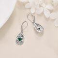 wholesale Silver Rose Gold Plated Claddagh Emerald Heart Drop Earrings 925 Sterling Silver Leverbacks-0-2