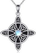 wholesale 925 Sterling Silver Moonstone Celtic Knot Witch's Cross Pendant Necklace for Women - Wicca & Pagan Jewelry-0-0