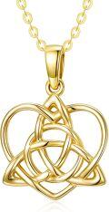 wholesale 10K Yellow Gold Celtic Knot Necklace, Irish Inspired Jewelry, 27.9x21.2mm, 18 Chain, 1.96g, Gift Box Included-0-0
