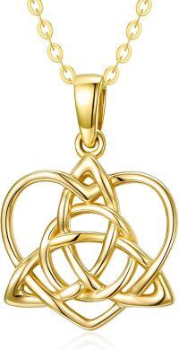 wholesale 10K Yellow Gold Celtic Knot Necklace, Irish Inspired Jewelry, 27.9x21.2mm, 18 Chain, 1.96g, Gift Box Included-10K gold celtic necklace