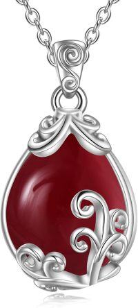 wholesale Sterling Silver Crystal Filigree Teardrop Pendant Necklace-Garnet