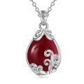 wholesale 925 Sterling Silver Moss Agate Teardrop Pendant Necklace for Women-0-41