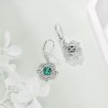 wholesale 925 Sterling Silver Celtic Knot Green Crystal Shamrock Leverback Drop Earrings-0-4
