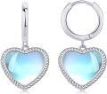 wholesale Sterling Silver Gemstone Heart Huggie Earrings for Women-0-0