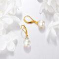 wholesale 14K Gold Moissanite Pearl Drop Earrings, 29mm Dangle Lever Back, Hypoallergenic Gift for Women-0-4