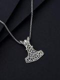 TOUPOP 925 Sterling Silver Viking Thor Hammer Valknut Necklace-0-4