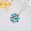 wholesale 925 Sterling Silver Natural Turquoise Saint Christopher Pendant Necklace for Women Men 18K Gold Plated Chain -0-1