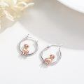 wholesale 925 Sterling Silver Two Tone Rose Gold Boxer Dog Hoop Earrings-0-1