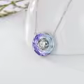 TOUPOP Sterling Silver White Zirconia Crystal Circle Pendant Necklace Gift-0-5