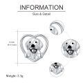 wholesale 925 Sterling Silver Cute Golden Retriever Heart Earrings-0-4