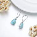wholesale 925 Sterling Silver Teardrop Larimar & Cubic Zirconia Leverback Drop Earrings-0-1