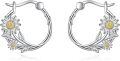 wholesale 925 Sterling Silver Daisy Flower Vine Circle Hoop Earrings for Women  Ideas-0-0