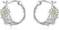wholesale 925 Sterling Silver Daisy Flower Vine Circle Hoop Earrings for Women  Ideas-daisy hoops for women 2