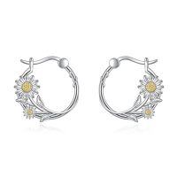 wholesale 925 Sterling Silver Daisies Hoop Earrings-daisy hoops for women 2