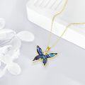wholesale 925 Sterling Silver Blue Abalone Shell Butterfly Pendant Necklace with CZ Accents for Women Girls Gifts Jewelry 43cm Chain Length-0-4
