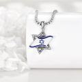 wholesale 925 Sterling Silver Israel Flag Star of David Pendant Necklace with Blue Enamel and Chain 45cm Length-0-2