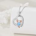 wholesale 925 Sterling Silver Blue Crystal Angel Heart Pendant Necklace for Women Girls  45cm Chain Length-0-3