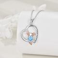 wholesale 925 Sterling Silver Cute Angel Pendant With Blue Heart Crystal-0-3