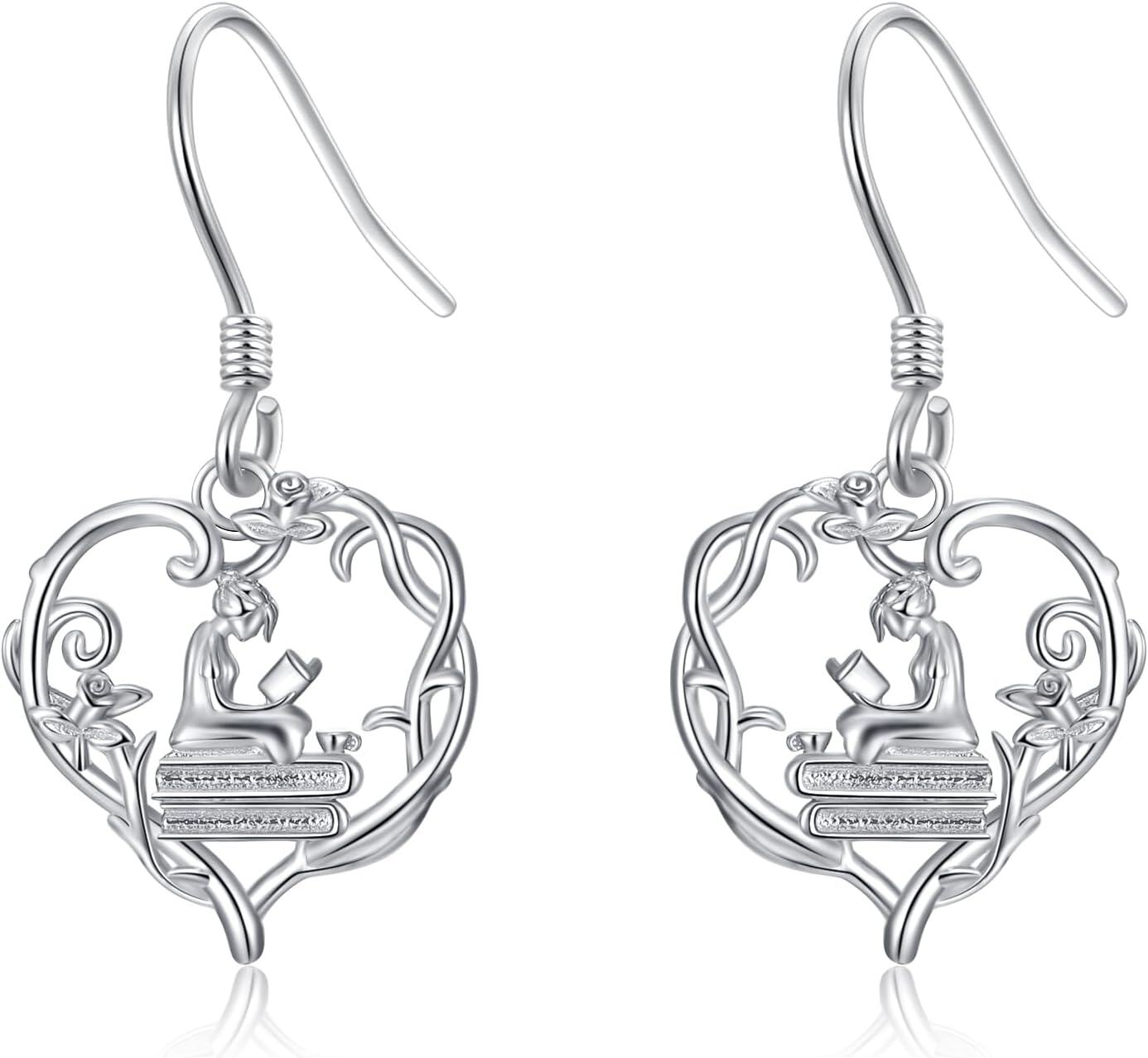 Sterling Silver Hypoallergenic Drop Dangle Earrings for Women-Reading