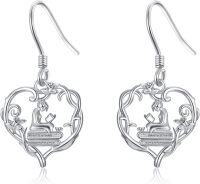 wholesale 925 Sterling Silver Heart-Shaped Bookworm Dangle Earrings for Women-Reading