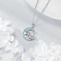 wholesale 925 Sterling Silver Moon & Star with Abalone Shell and Crystal Mushrooms Pendant Necklace for Women-0-2