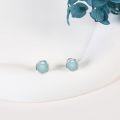 wholesale 925 Sterling Silver Larimar Stud Earrings Natural Heart Halo Gemstone -0-2