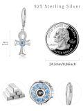 wholesale 925 Sterling Silver Ankh Dangle Earrings Wholesale With Blue Cz Accents-0-2