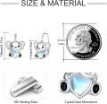 wholesale 925 Sterling Silver Elephant Heart Studs for Kids and Teens - Animal Themed Earings with Blue Stone Accents-0-2