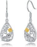 wholesale 925 Sterling Silver Sunflower Hedgehog Teardrop Dangle Earrings - Adorable Animal Jewelry for Women-0-0