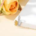 wholesale 925 Sterling Silver Sunflower & Butterfly Dangle Charm Pendant for Bracelet Necklace Jewelry Making Supplies Gifts Women Girls Kids Teens Adults-0-2