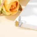 wholesale 925 Sterling Silver Butterfly And Sunflower Dangle Charm With Crystals-0-2