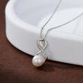 wholesale 925 Sterling Silver Infinity Freshwater Pearl Cubic Zirconia Necklace for Women-0-2