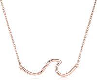 wholesale Gold 925 Sterling Silver Ocean Wave Pendant Necklaces Minimalist Chain Beach  for Women-rose gld 20.0 Inches