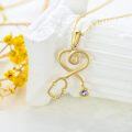 wholesale 14K Gold Simulated Birthstone Nurse Pendant Necklace Stethoscope Jewelry for Graduation-0-1