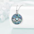 wholesale 925 Sterling Silver Abalone Shell Lotus Flower Chakra Necklace with Moonstone and Filigree Design-0-5