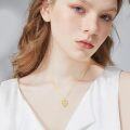 wholesale 14K Gold Mother and Child Heart Shape Diamond Pendant Necklace-0-2