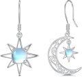 wholesale 925 Sterling Silver Opalite Crescent Moon & Star Drop Earrings-0-0