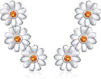 wholesale 925 Sterling Silver Citrine Daisy Flower Stud Earrings Hypoallergenic Jewelry for Women Girls-Large