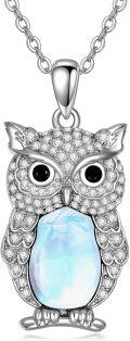 wholesale  Sterling Silver Lapis Turquoise Malachite Larimar Opal Owl Necklace Gift -0-0