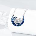 wholesale 925 Sterling Silver Starfish Ocean Wave Pendant Necklace for Women Girls  Blue Enamel 3D Design Chain Length Adjustable (18-20 inches)-0-4