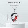 wholesale 925 Sterling Silver Cardinal Bird Moon Pendant Necklace-0-1