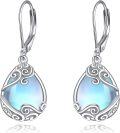 wholesale 925 Sterling Silver Blue Rainbow Moonstone Drop Earrings with Swirl Design for Women-0-0
